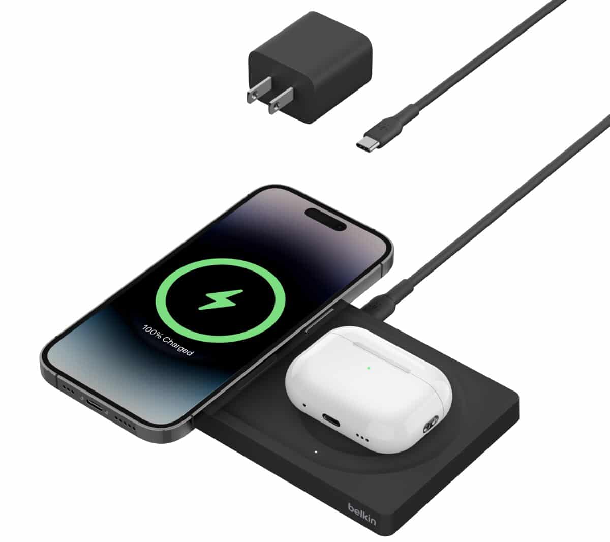 Belkin Boostcharge Pro 2 In 1 Wireless Charging Pad With Magsafe Is Compact Sustainable And 0542