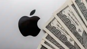 Apple logo and 100 dollar bills