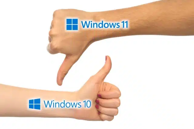 Thumbs down for Windows 11 and thumbs up for Windows 10