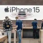 iPhone 15 banner in Apple Store