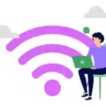 Purple cartoony wifi logo