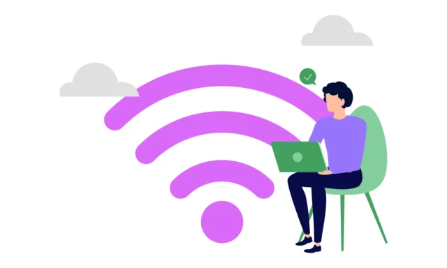Purple cartoony wifi logo