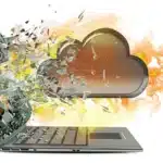 Cloud bursting through laptop screen