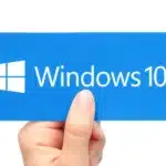 Hand holding Windows 10 logo