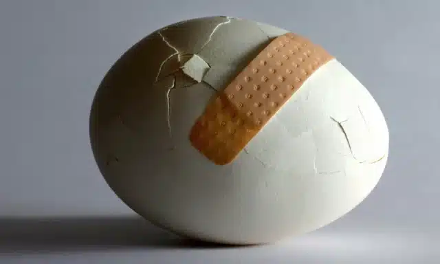 Sticking plaster on a broken egg