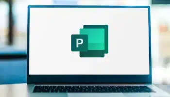 Microsoft Publisher on laptop