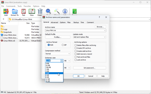 WinRAR 7.0 aumenta las relaciones de compresión con soporte para diccionarios de mayor tamaño