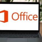 Microsoft Office logo on laptop