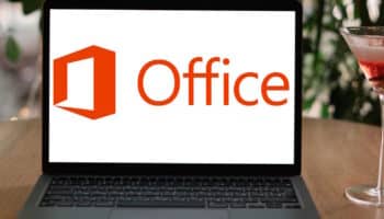 Microsoft Office logo on laptop