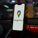 Google Maps on a smartphone in a car