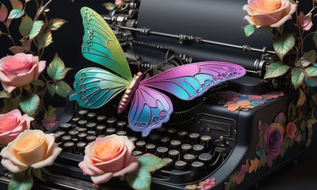 Butterfly on a typewriter