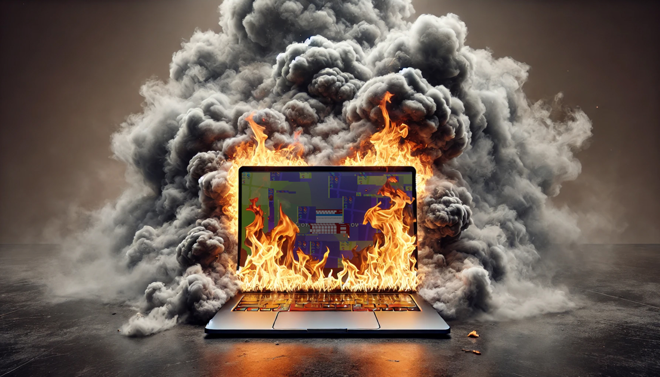 Laptop-on-fire-Minesweeper