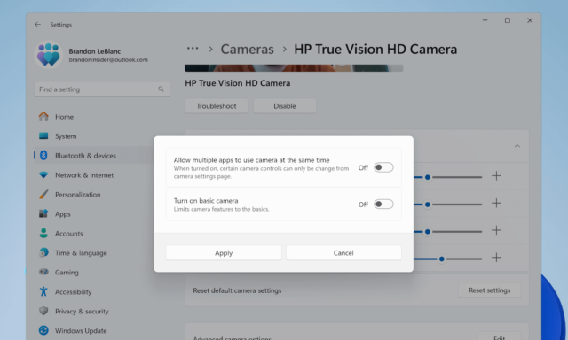 Advanced camera options Windows 11