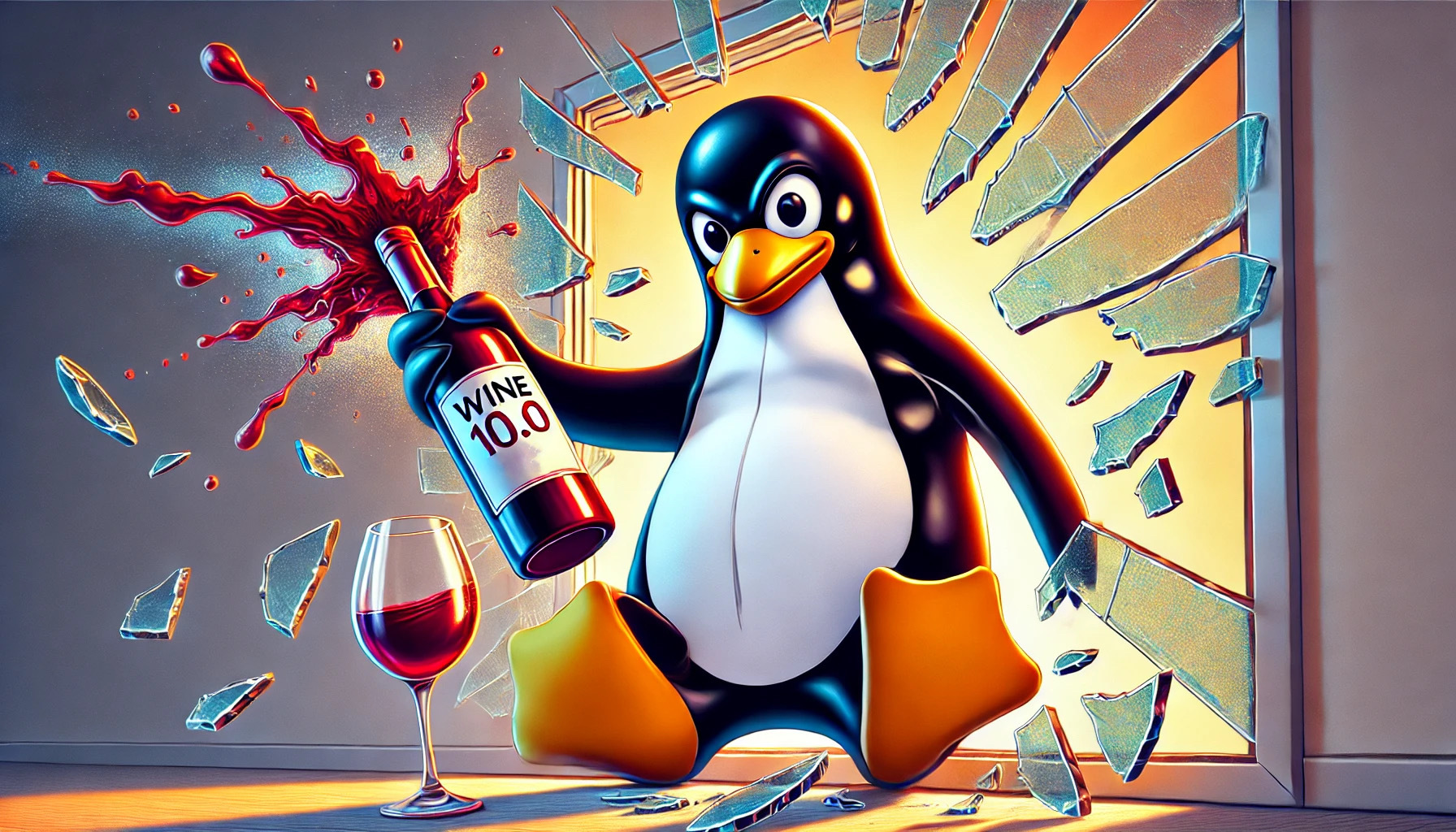 Linux-wine-penguin-angry-