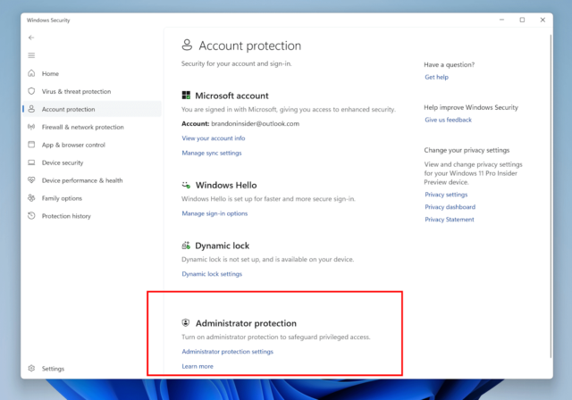 Windows 11 administrator protection