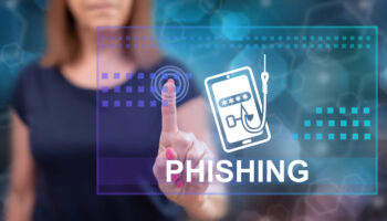 Woman touching a phishing concept