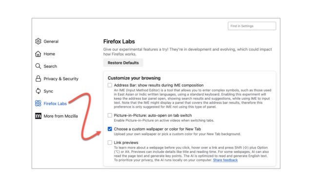 Firefox Labs