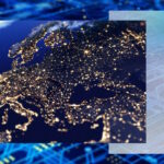 Lit up map of Europe
