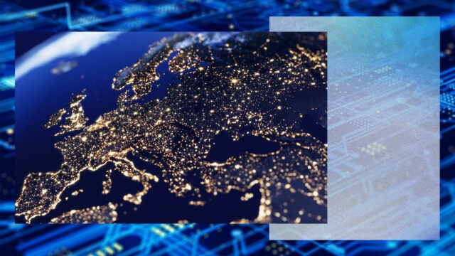 Lit up map of Europe