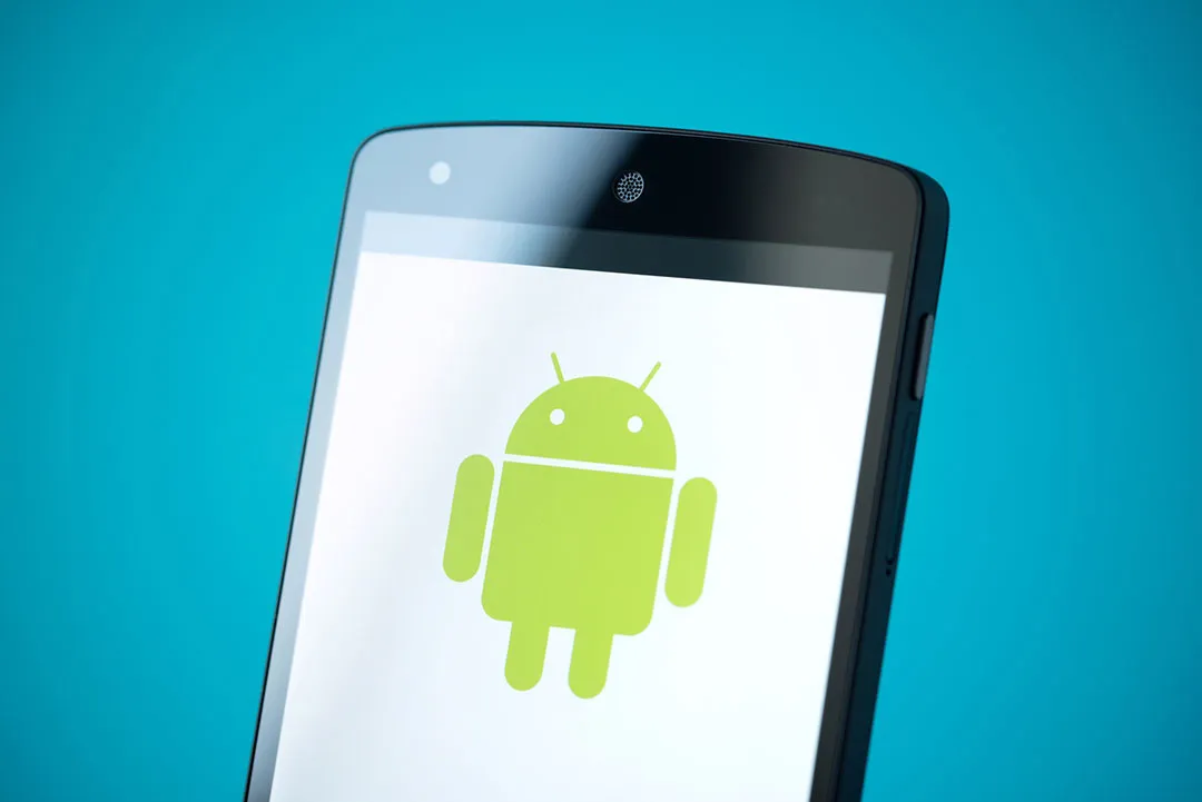 Phone screen with Android logo