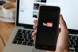 Phone screen with YouTube logo