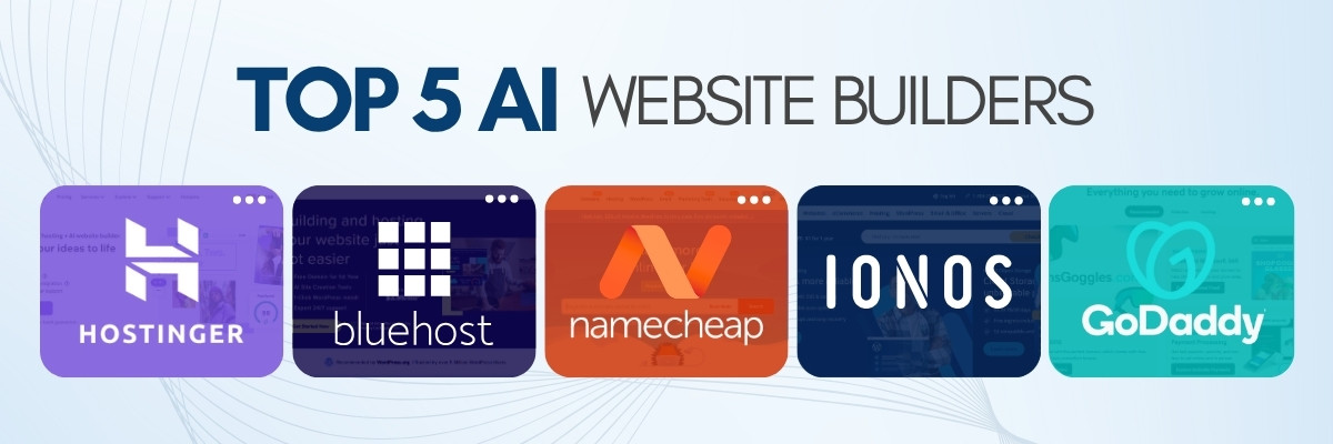 An infographic showing the top five AI website builders