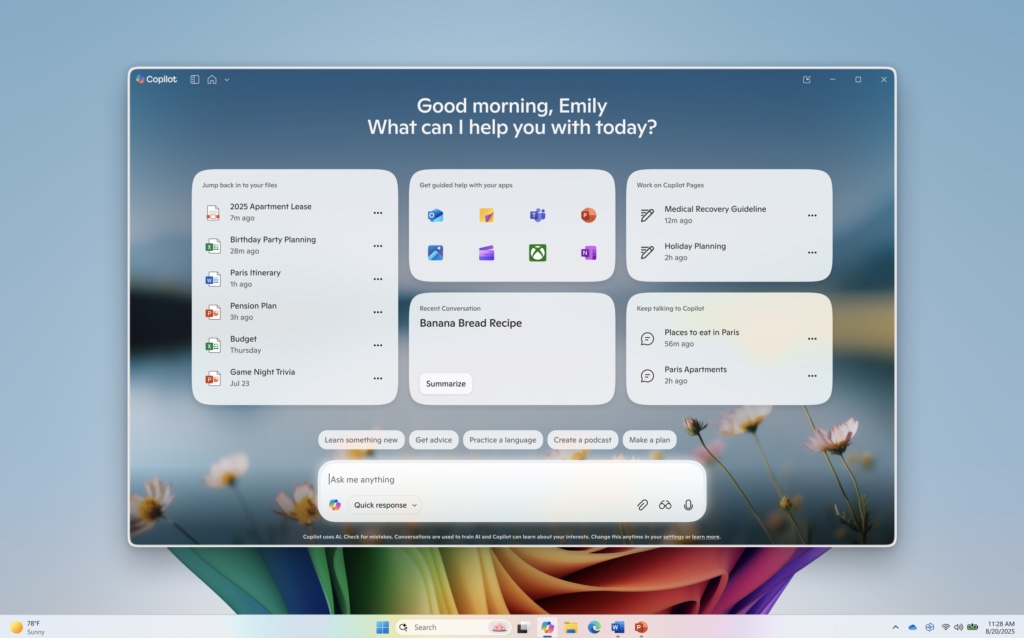 Redesigned Copilot on Windows