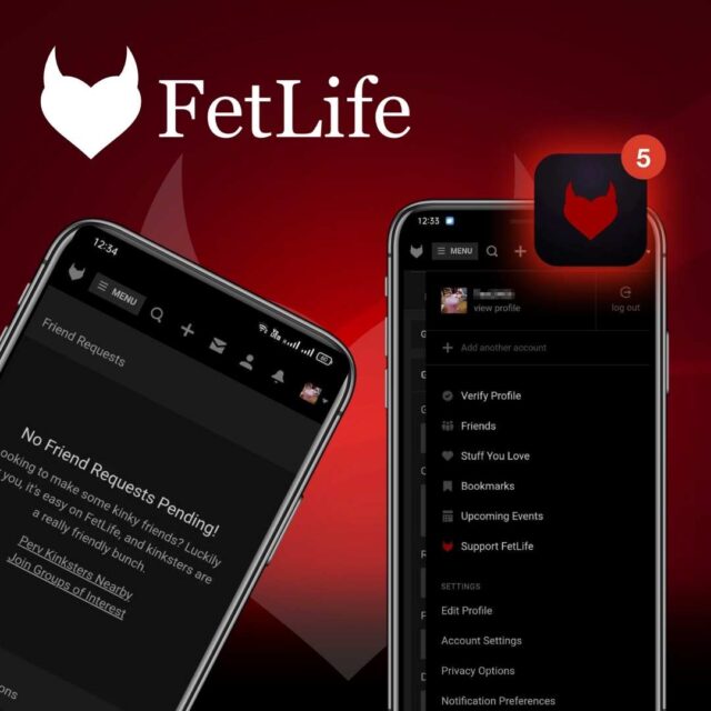 FetLife app interface with notifications