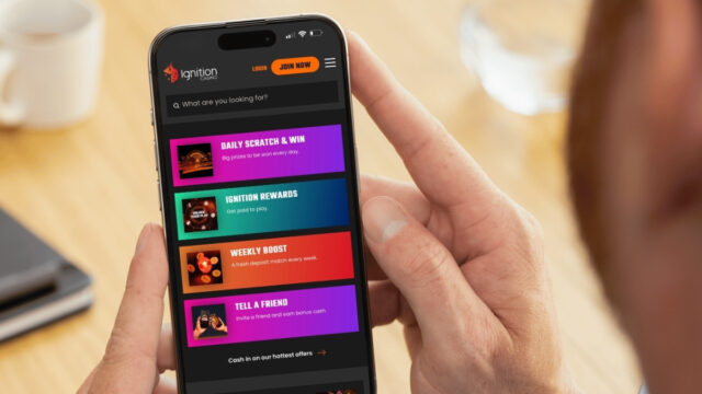 Person using Ignition Casino mobile app