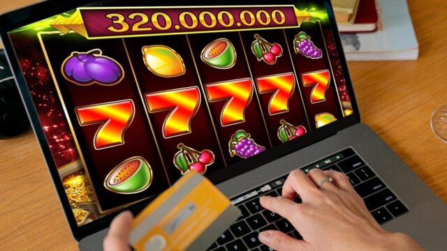 Person playing online casino game