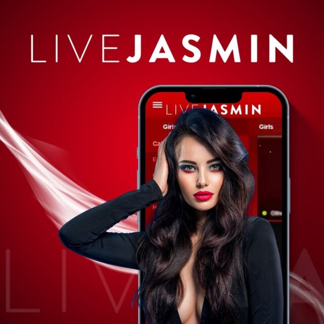 Red background with stylish branding