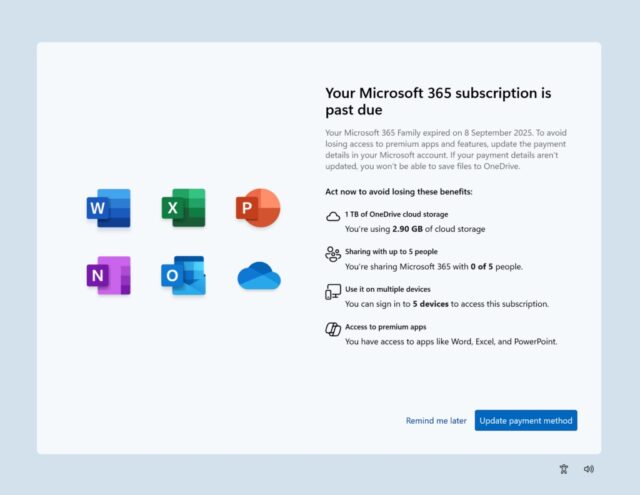 Microsoft SCOOBE nag scree