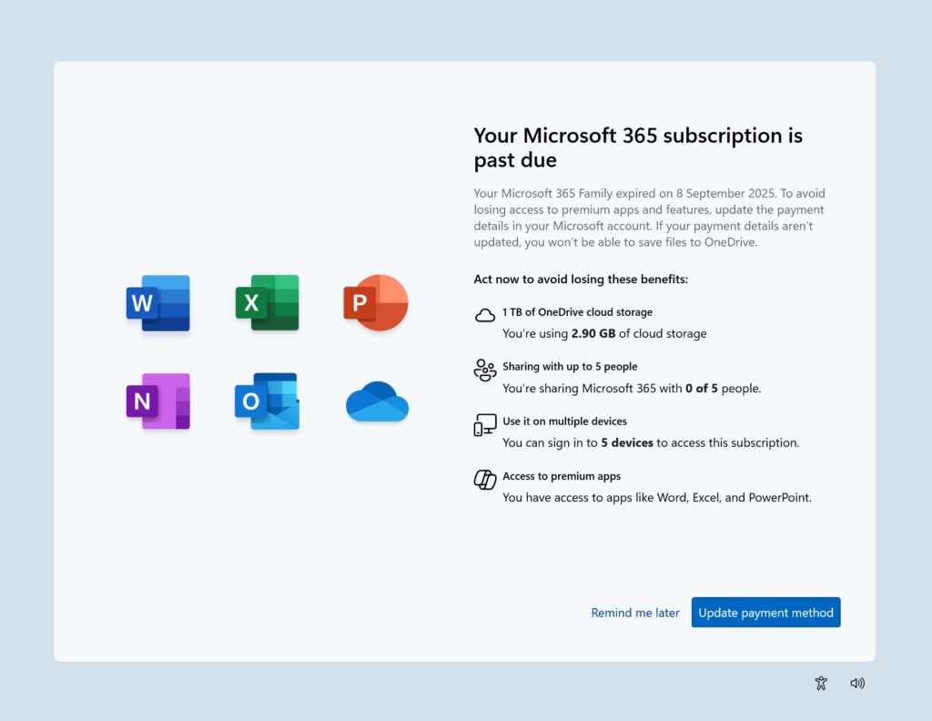 Microsoft SCOOBE nag scree