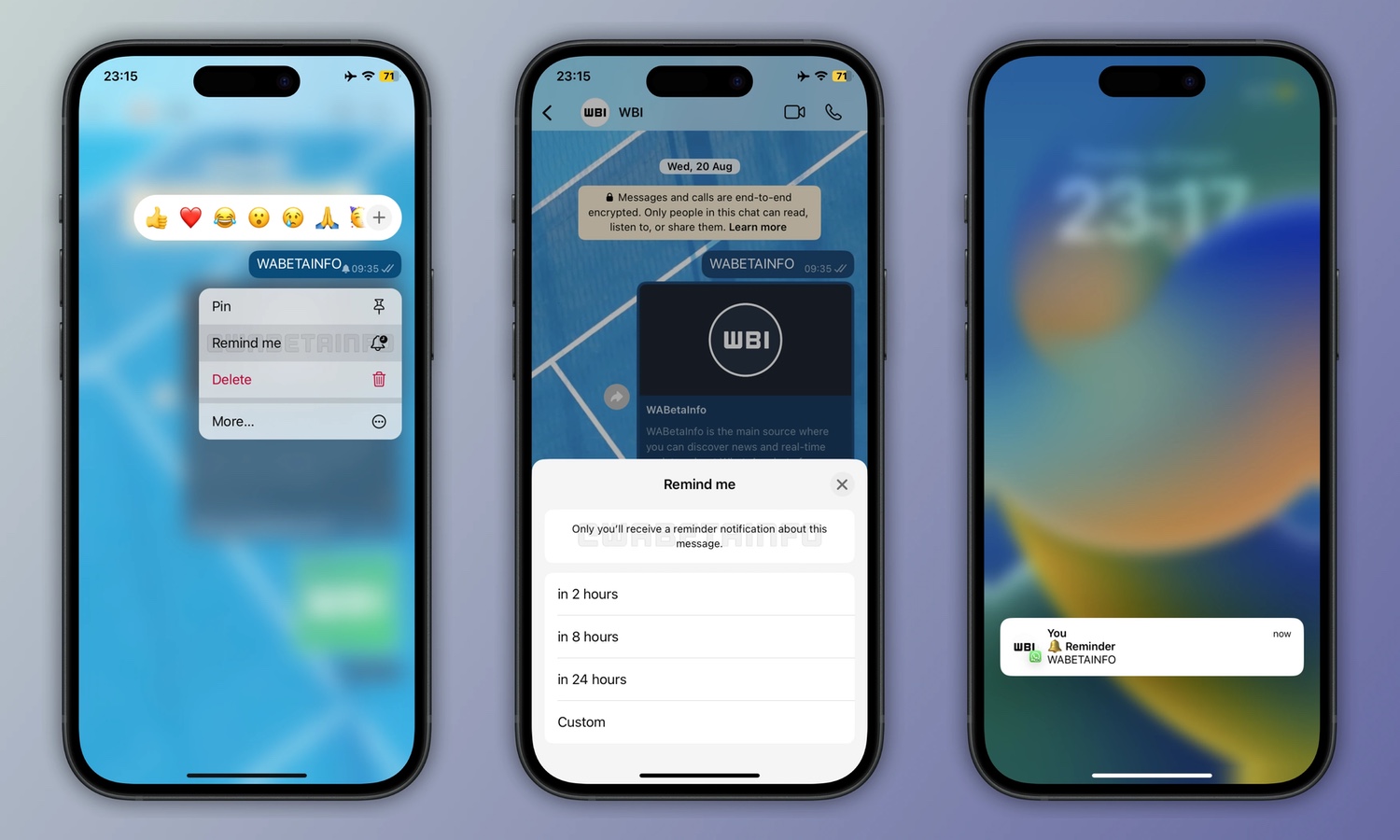 WhatsApp message reminders