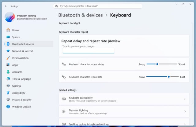 Windows 11 keyboard backlighting