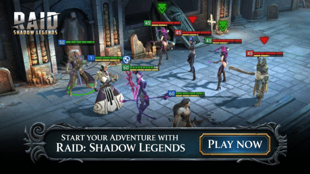 Fantasy battle scene with characters