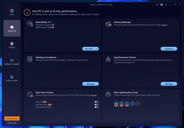 Advanced SystemCare 19 speed up