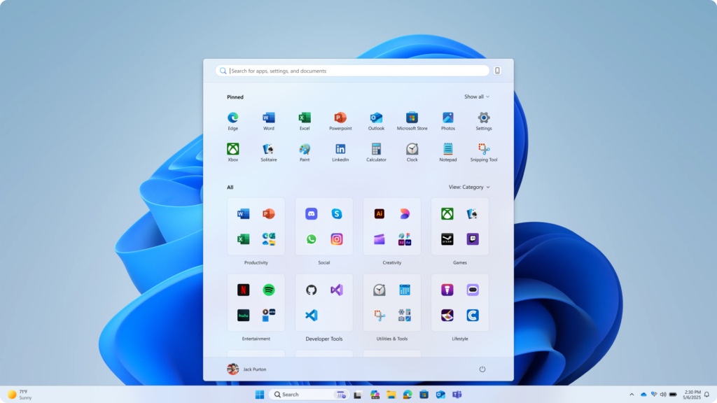 New Windows 11 Start menu