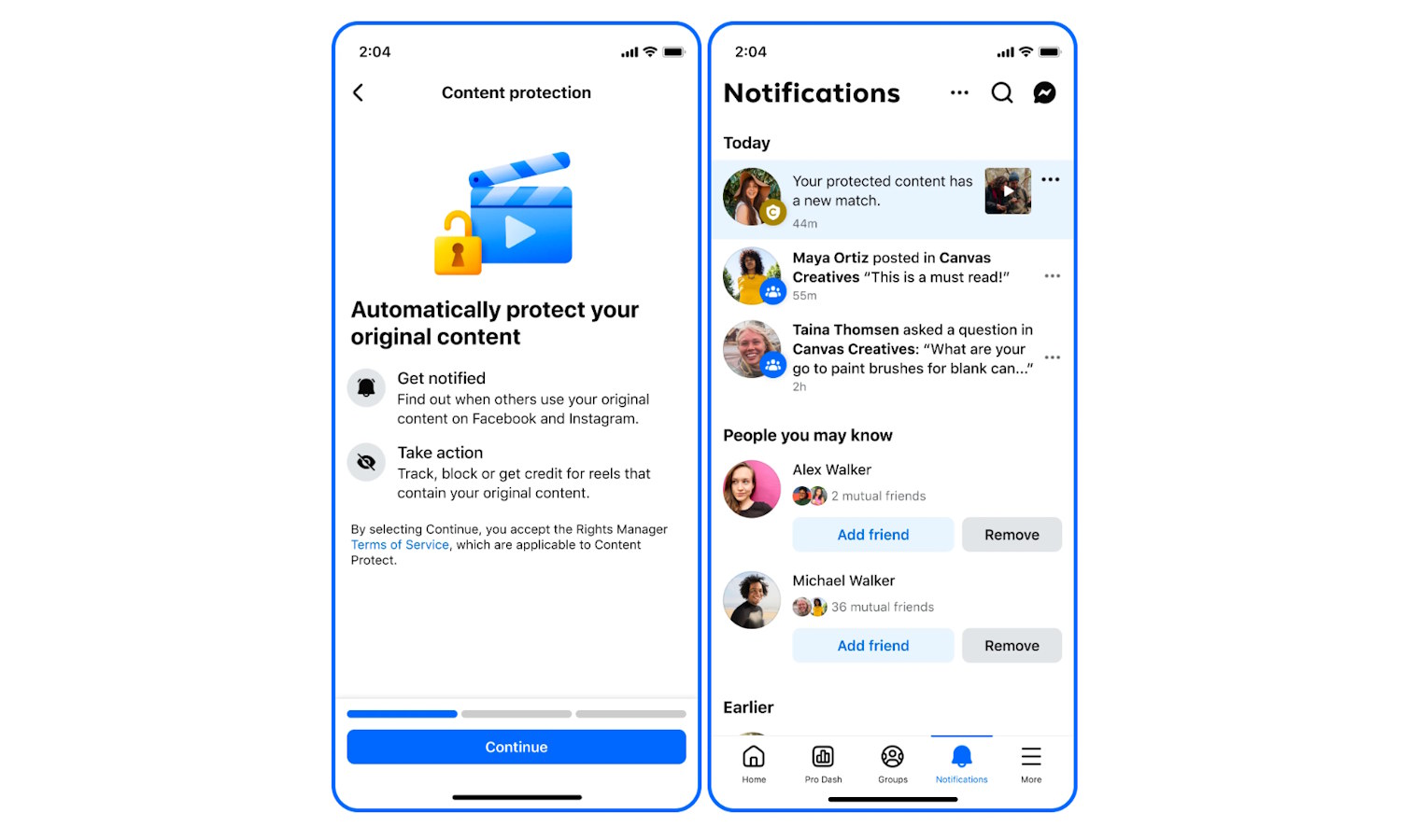 Facebook content protection