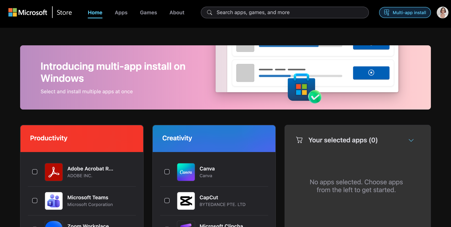 Microsoft Store multi-install