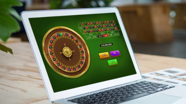 Online casino displayed on a laptop
