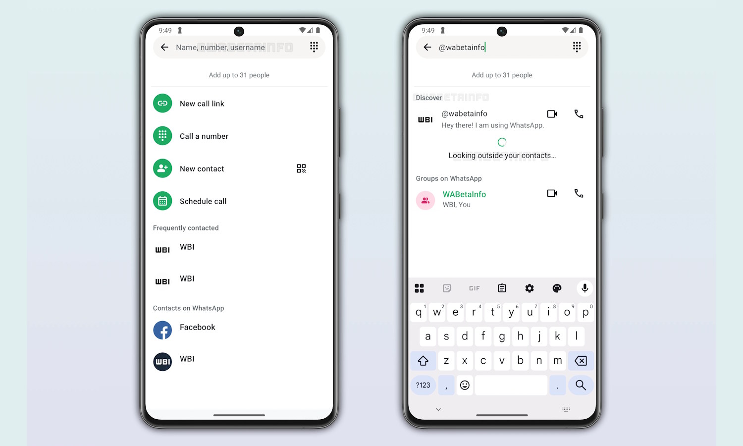 WhatsApp username searching