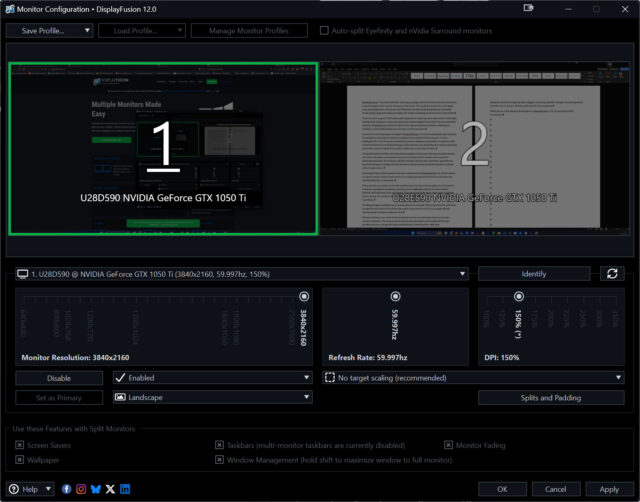 DisplayFusion 12 menu