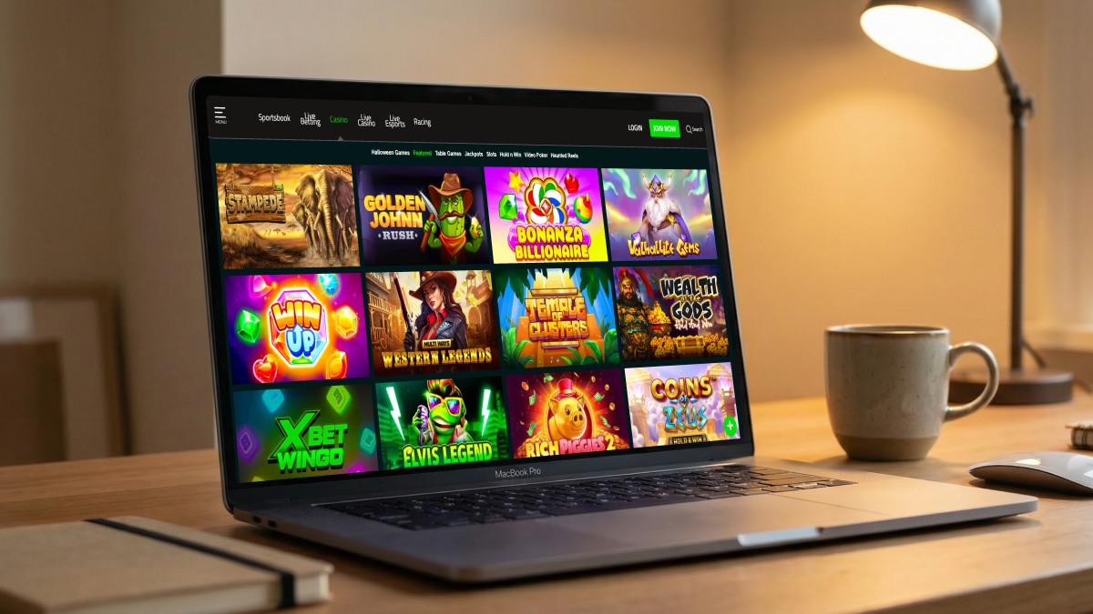 Laptop displaying online casino