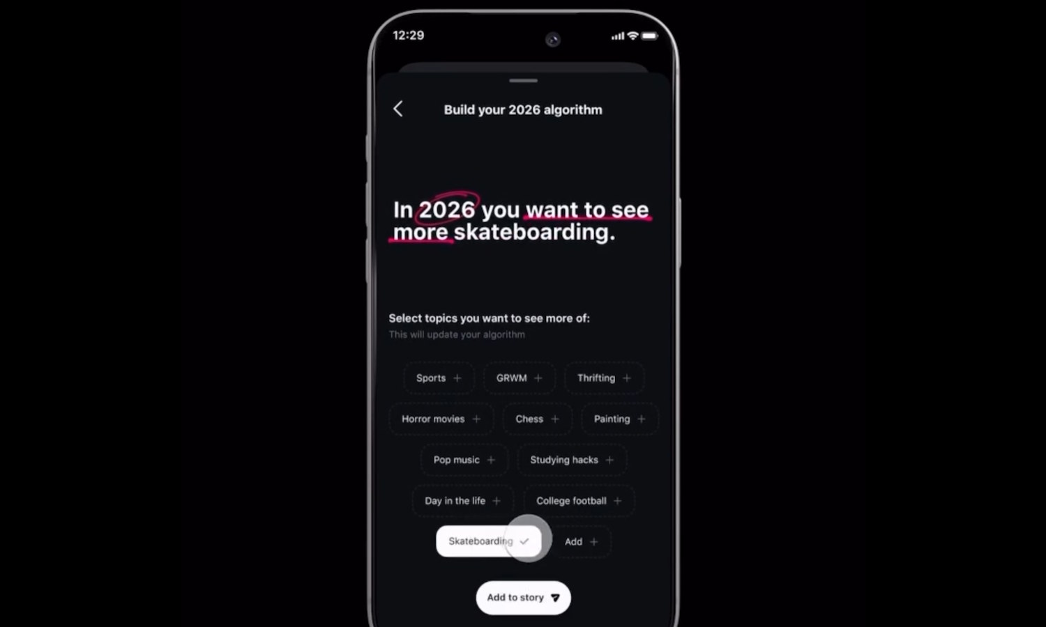 Instagram algorithm controls