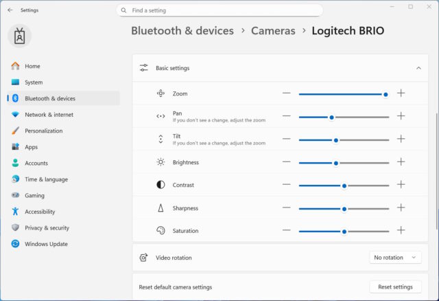 Windows 11 camera settings