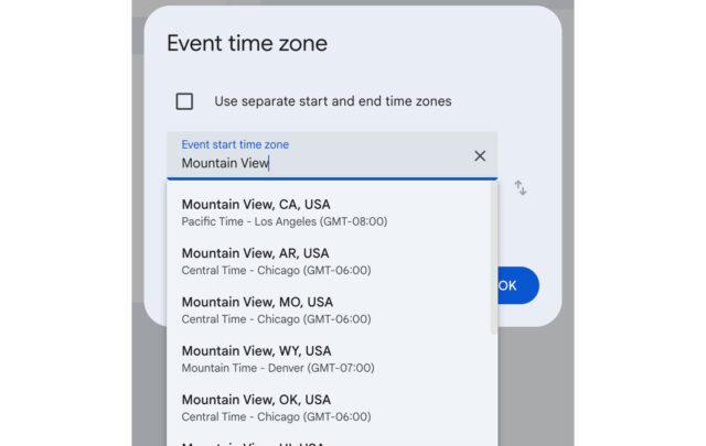 Google Calendar time zones