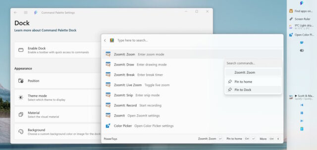 PowerToys Command Palette Dock