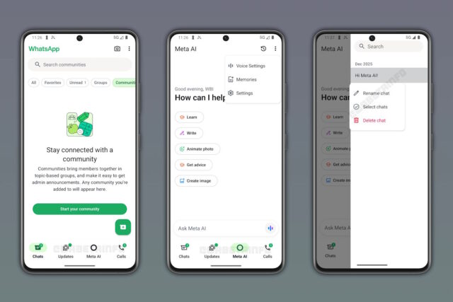 WhatsApp Meta AI tab