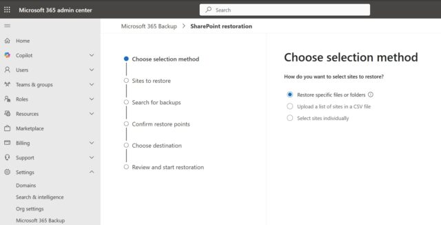 Windows 365 Backup restore